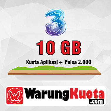 Paket Internet Three Data - AON - 10 GB + Unlimited App + Pulsa 2.000