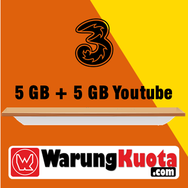 Paket Internet Three Data - Get More - 5 GB + 5 GB Youtube